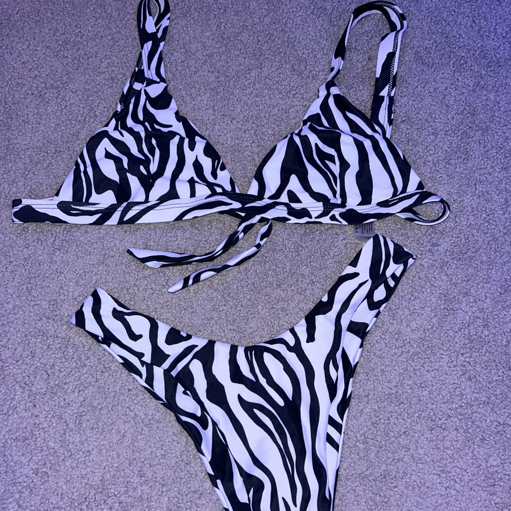 zebra triangle bikini set